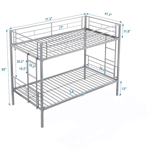 English Elm Metal Twin Over Bunk Bed with Built-in Stairs for Kids Shared Bedroom W311121106