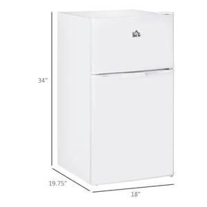 English Elm Double Door Compact Refrigerator 3.2 Cu Ft with Freezer and Reversible Hinge for Dorm W2225141451