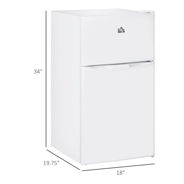 English Elm Double Door Compact Refrigerator 3.2 Cu Ft with Freezer and Reversible Hinge for Dorm W2225141451