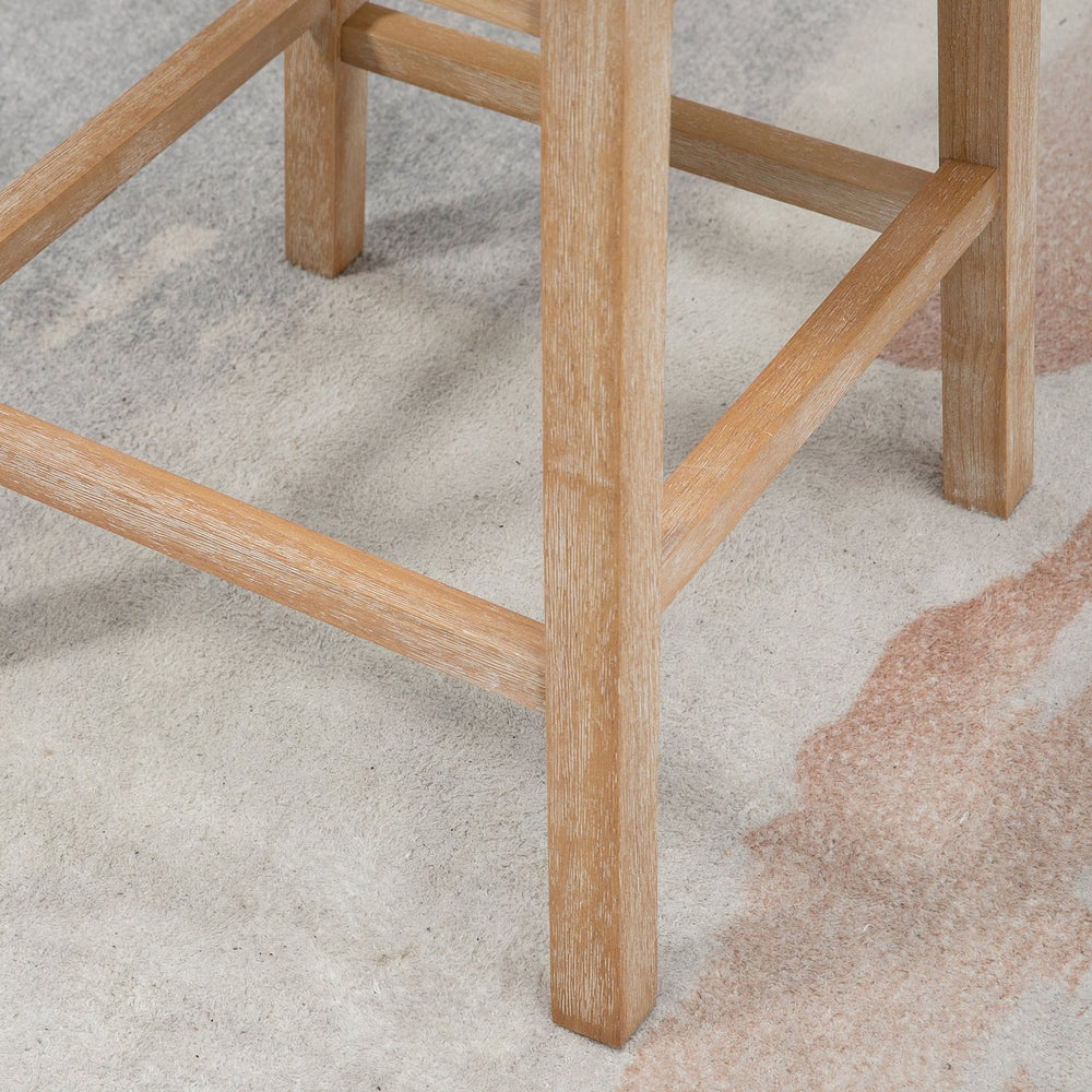 English Elm Upholstered Cream Bar Stools Set of 2 – 30" Seat Height, 180° Swivel, Nailhead Trim, Rubberwood Legs W2225141467