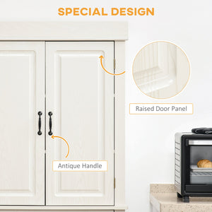 English Elm 71" Freestanding Pantry Cabinet with 4 Doors, Wide Drawer & Anti-Tip Design for Kitchen Storage W2225S00018