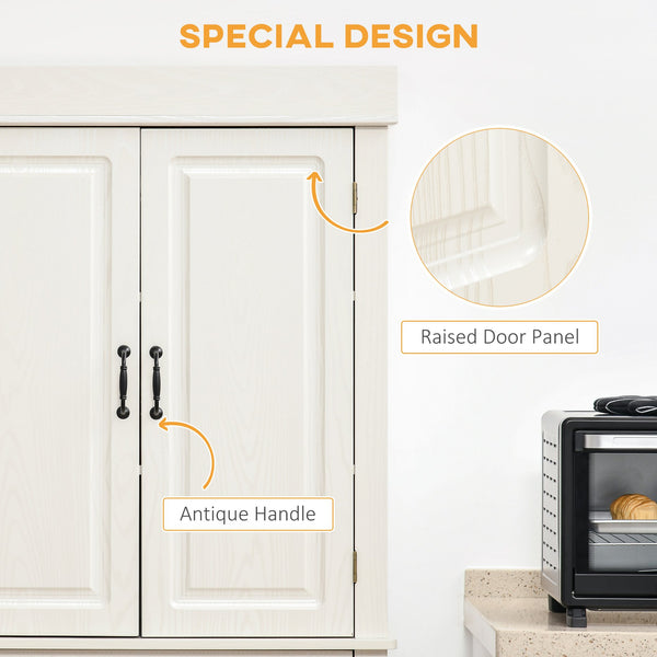 English Elm 71" Freestanding Pantry Cabinet with 4 Doors, Wide Drawer & Anti-Tip Design for Kitchen Storage W2225S00018