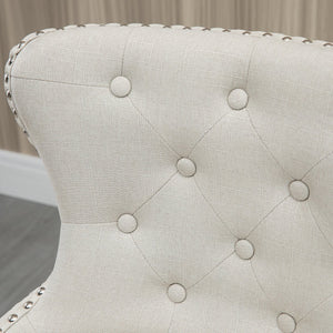 English Elm Upholstered Cream Bar Stools Set of 2 – 30" Seat Height, 180° Swivel, Nailhead Trim, Rubberwood Legs W2225141467