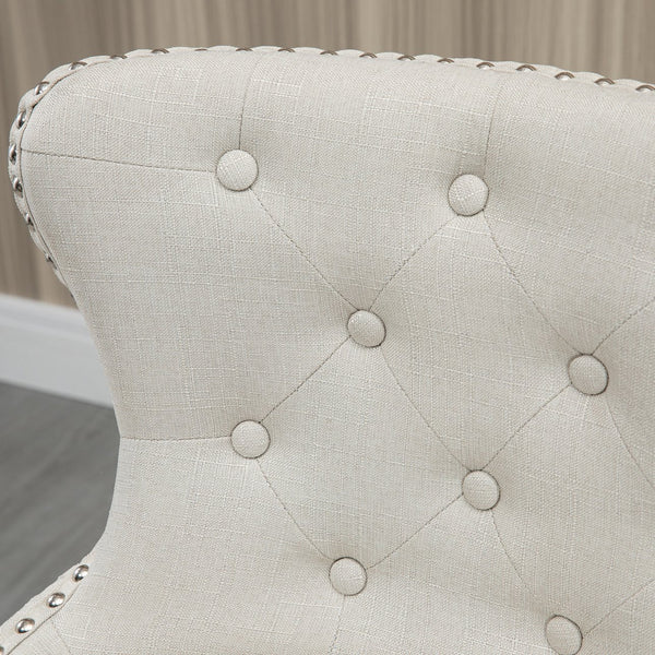 English Elm Upholstered Cream Bar Stools Set of 2 – 30" Seat Height, 180° Swivel, Nailhead Trim, Rubberwood Legs W2225141467