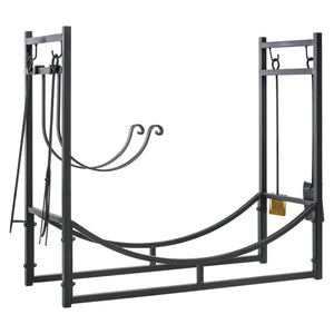 English Elm Firewood Rack With Tools - Durable Indoor/Outdoor Holder, 2-Tier Design For Organized Storage & Airflow W2225141384