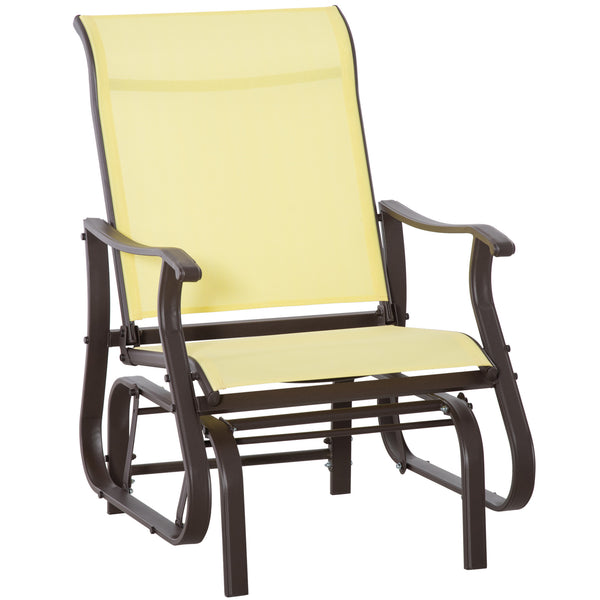 English Elm Outdoor Swing Glider Chair Steel Frame Patio Rocking Mesh Seat 330lb Capacity Weatherproof Comfort Beige W2225141383