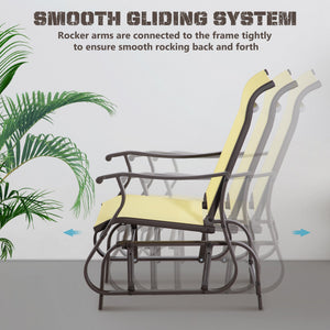 English Elm Outdoor Swing Glider Chair Steel Frame Patio Rocking Mesh Seat 330lb Capacity Weatherproof Comfort Beige W2225141383
