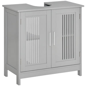English Elm Kleankin Modern Under Sink Bathroom Cabinet - Stylish Gray Vanity With Adjustable Shelves & Doors W2225141464