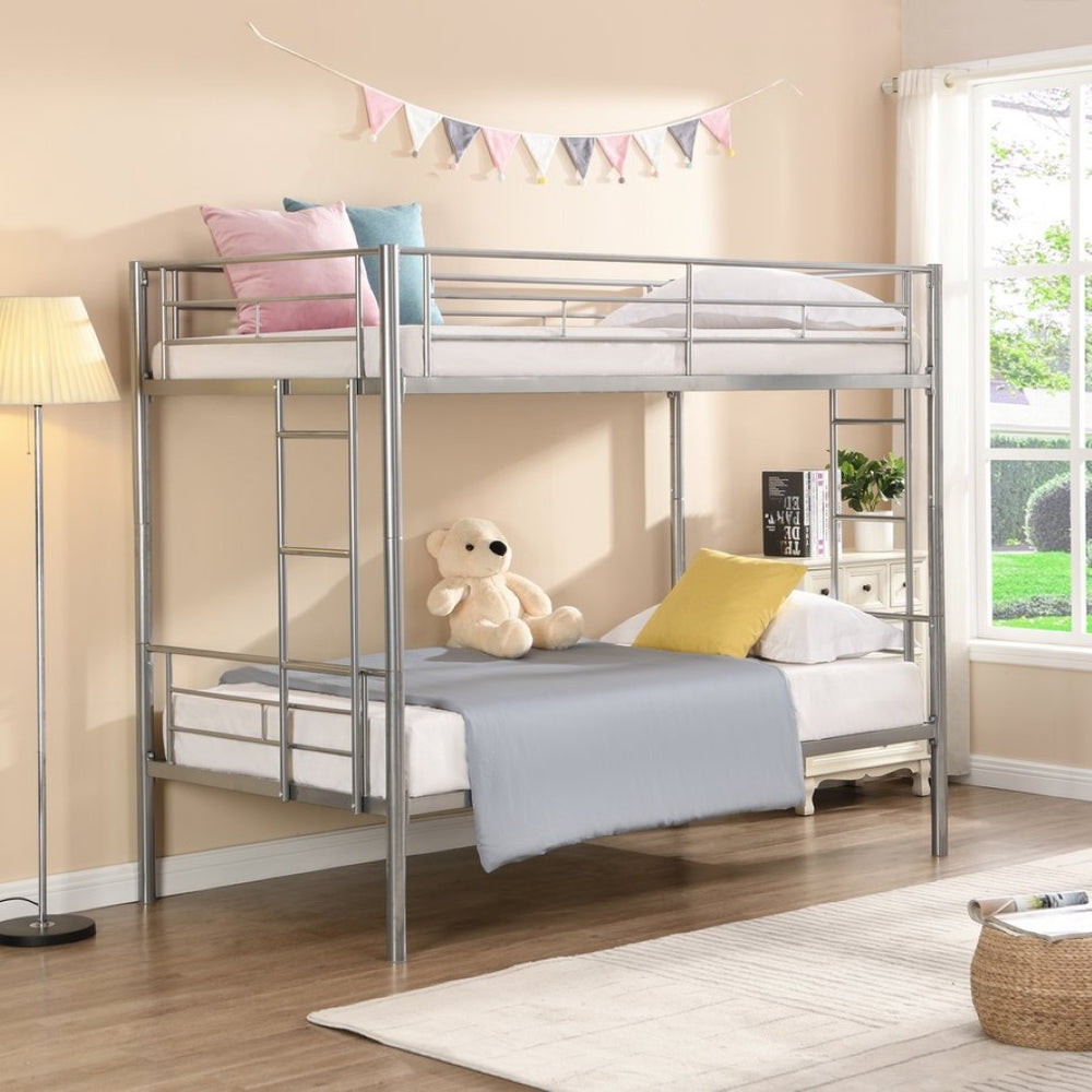 English Elm Metal Twin Over Bunk Bed with Built-in Stairs for Kids Shared Bedroom W311121106