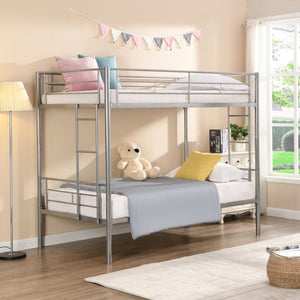 English Elm Metal Twin Over Bunk Bed with Built-in Stairs for Kids Shared Bedroom W311121106