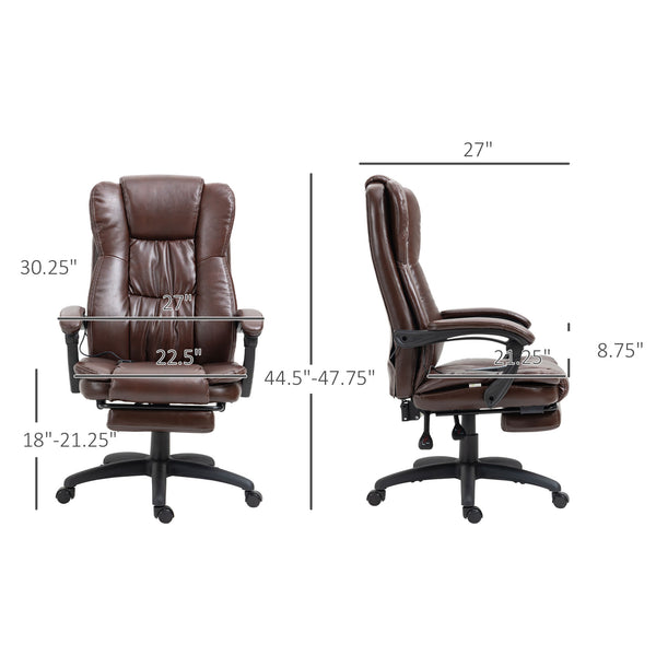 English Elm High Back Massage Office Chair With 6 Vibration Points, Adjustable Recline & Retractable Footrest W2225141238