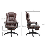 English Elm High Back Massage Office Chair With 6-Point Vibration, 5 Modes, Executive Chair, Pu Leather Swivel Chair With Reclining Back, and Retractable Footrest, Brown