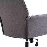 English Elm Linen Home Office Chair, Tufted Height Adjustable Computer Desk Chair With Swivel Wheels and Padded Armrests, Dark Gray