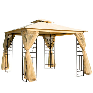English Elm 10' Outdoor Retractable Pergola Canopy with Aluminum Frame, UV-Proof Fabric, Smooth Slide Rails for Patio Comfort Beige W2225141393