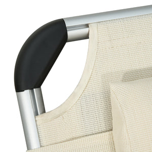 English Elm Foldable Aluminum Chaise Lounge with Padded Headrest, 5-Position Recline, Portable Beach & Patio Lounger White W2225141503