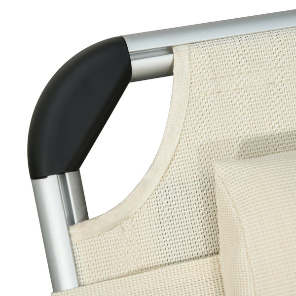 English Elm Foldable Aluminum Chaise Lounge with Padded Headrest, 5-Position Recline, Portable Beach & Patio Lounger White W2225141503