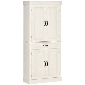 English Elm 71" Freestanding Pantry Cabinet with 4 Doors, Wide Drawer & Anti-Tip Design for Kitchen Storage W2225S00018