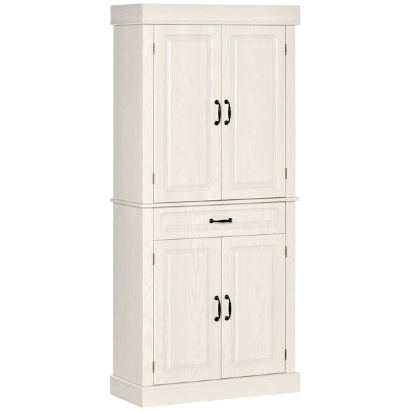 English Elm 71" Freestanding Pantry Cabinet with 4 Doors, Wide Drawer & Anti-Tip Design for Kitchen Storage W2225S00018