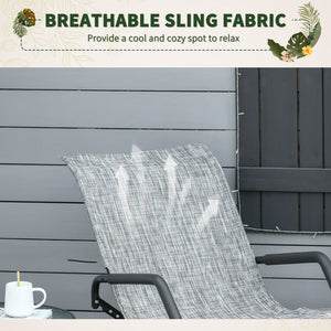 English Elm Rocking Steel Chaise Lounge Rocker for Sunbathing - Foldable Portable Outdoor Patio Recliner Gray W2225141502