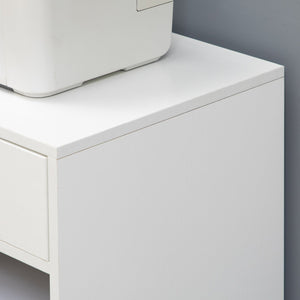 English Elm Mobile Printer Stand with Locking Casters, Adjustable Shelf, Drawer & CPU Holder — Compact White 27" W2225141487