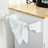 Mobile Kitchen Island, Wood Top, Storage Drawers, 3-Door Cabinets, Adjustable Shelves, Towel Rack - White