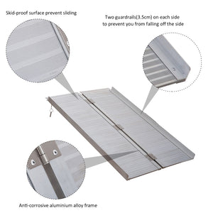 English Elm Wheelchair Ramp Folding Aluminum Alloy Bi-fold Design with Skid Proof Surface 600lb Capacity W2225141450