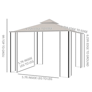 English Elm 10' X 10' Elegant Patio Gazebo Canopy With Double Roof, Insect Netting, And Durable Steel Frame W2225S00003