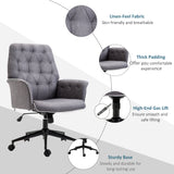 Linen Home Office Chair, Height Adjustable Computer Desk Chair with Swivel Wheels, Dark Gray