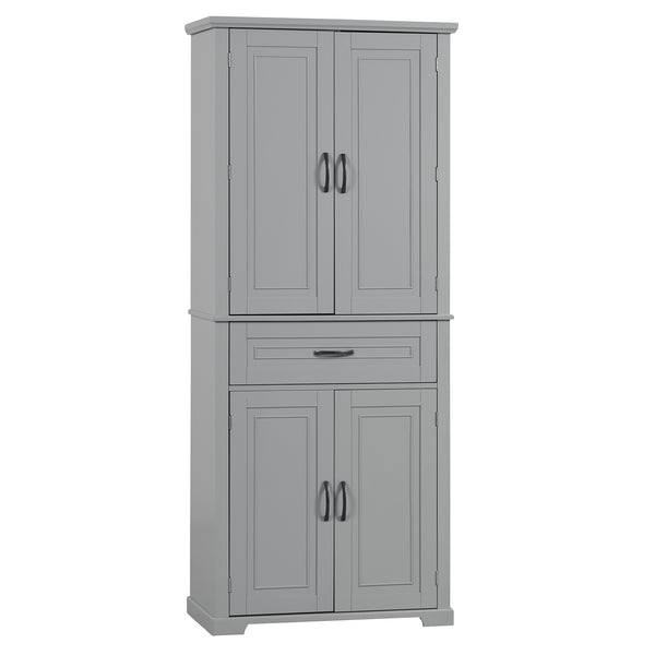 English Elm Bathroom Tall Storage Cabinet with Doors and Drawer, Adjustable Shelf, Anti-Tip Safety, MDF Finish Grey N725P210330E