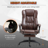 English Elm High Back Massage Office Chair With 6-Point Vibration, 5 Modes, Executive Chair, Pu Leather Swivel Chair With Reclining Back, and Retractable Footrest, Brown