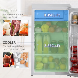 English Elm 3.2 Cu Ft Compact Mini Fridge with Freezer Adjustable Shelving for Dorm or Office W2225141452