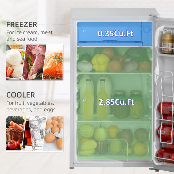 English Elm 3.2 Cu Ft Compact Mini Fridge with Freezer Adjustable Shelving for Dorm or Office W2225141452