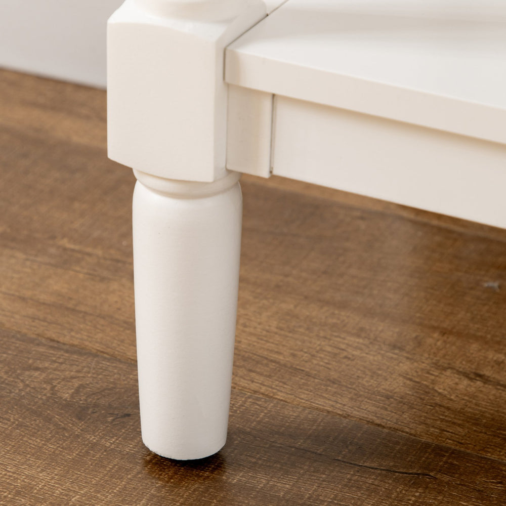 English Elm Console Vintage Entryway Console Table with 2 Drawers, Cabinets & Bottom Shelf, Distressed White Accent W2225141243