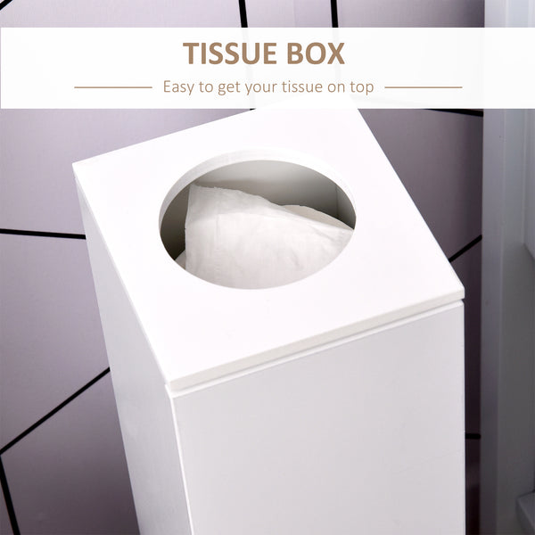 English Elm Toilet Modern Country Corner Toilet Paper Cabinet with Door & Shelves, Slim White Storage Tower, Hidden Screws, Magnetic Lock, Space-Saving Design W2225141213