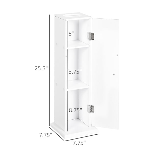 English Elm Toilet Modern Country Corner Toilet Paper Cabinet with Door & Shelves, Slim White Storage Tower, Hidden Screws, Magnetic Lock, Space-Saving Design W2225141213