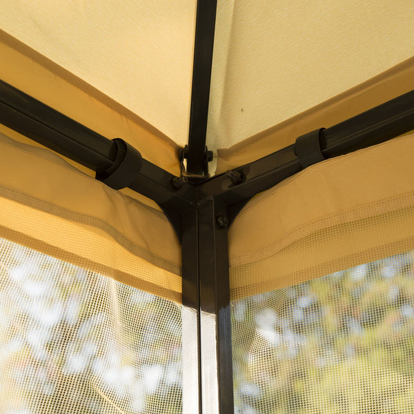 English Elm 10' Outdoor Retractable Pergola Canopy with Aluminum Frame, UV-Proof Fabric, Smooth Slide Rails for Patio Comfort Beige W2225141393