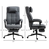 English Elm Executive Linen-Feel Fabric Office Chair High Back Swivel Task Chair With Adjustable Height Upholstered Retractable Footrest, Headrest and Padded Armrest, Dark Grey