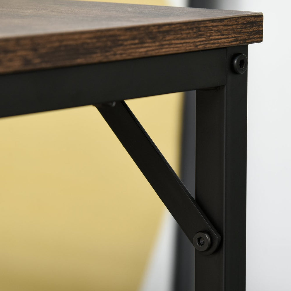 English Elm 5-Piece Industrial Dining Set with Bar Table & 4 Space-Saving Stools, Rustic Brown Wood/Steel Finish W2225141468