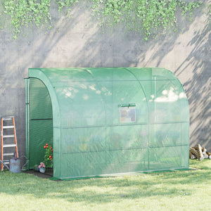 English Elm 10' Lean-To Greenhouse 10'x5'x7' Walk-In Plant Nursery with PE Cover, 2 Roll-Up Doors, 3 Shelves W2225141389