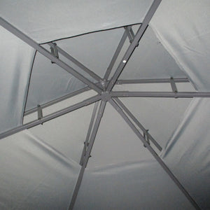 English Elm 13' x 13' Patio Gazebo Hexagon Double-Tier Outdoor Canopy with Mesh Netting & Privacy Curtains, Sturdy Steel Frame for Garden, Lawn, Backyard, Deck, Weather-Resistant Protection Gray W2225S00008