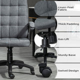 English Elm Fabric Office Chair, Computer Desk Chair, Swivel Task Chair With Arms, Adjustable Height, Swivel Wheels, Mid Back, Charcoal Gray