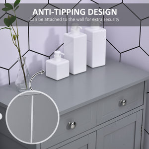 English Elm Kleankin Bathroom Floor Cabinet - Stylish Freestanding Storage With 2 Doors, Drawers & Adjustable Shelf W2225141216