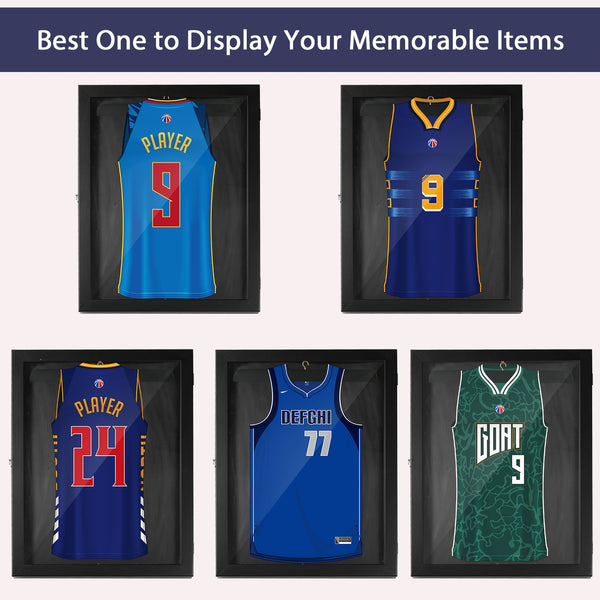 English Elm HOMCOM 24" x 32" Jersey Display Case Wall-Mounted Acrylic Shadow Box with UV Protection, Lockable Hanger W2225141241