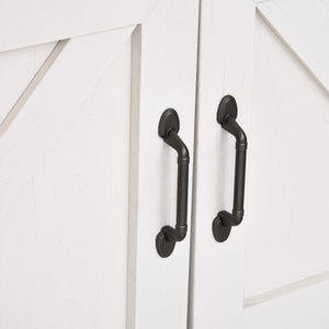 English Elm Farmhouse Barn-Door Sideboard Buffet Cabinet with Drawer, Adjustable Shelf, Rustic Industrial Storage White W2225141245