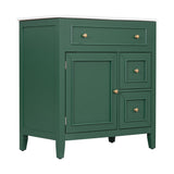 English Elm 30" Bathroom Vanity With Sink Top, Bathroom Vanity Cabinet With Door and Two Drawers, Solid Wood Frame, One Package, Green (Old Sku:Wf311620Aag)