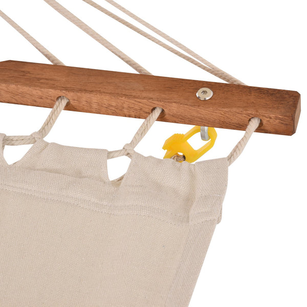 English Elm Outdoor Hammock with Stand Heavy-Duty Wooden Frame, Extra-Large Canopy, Boho Cotton Nap Bed, 396 lb Capacity W2225S00005