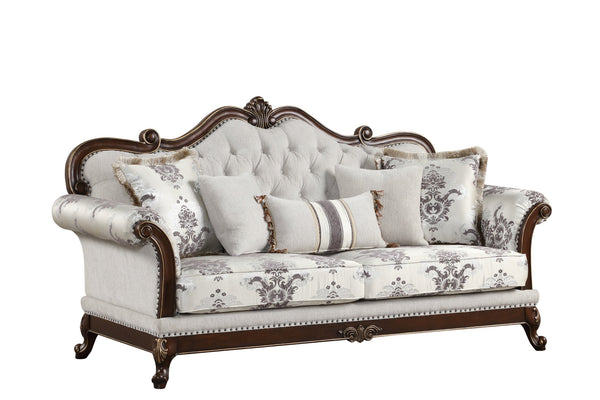English Elm Gloria Royal Traditional Button-Tufted Sofa in Ivory with Floral Upholstery and Luxurious Comfort B009139091