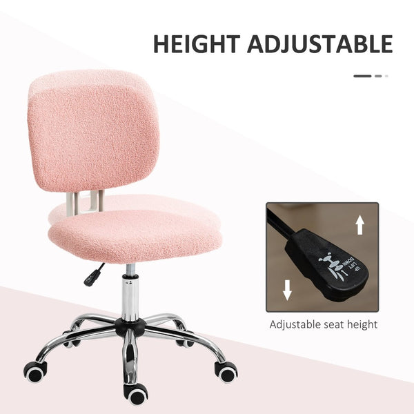 English Elm Cute Plush Fleece Armless Task Chair Foam Padded Swivel Seat for Vanity Desk W2225141240