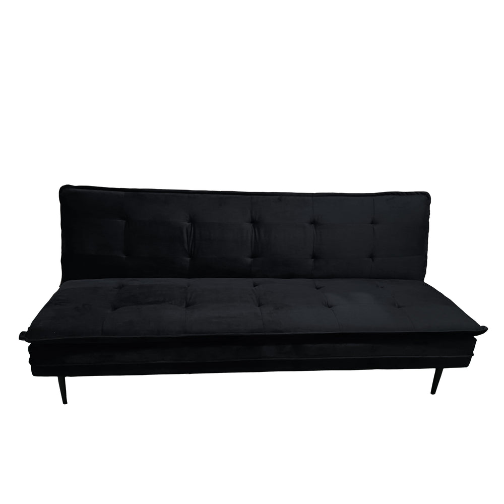 English Elm Gyuri Velvet 76" Upholstered Sofa Bed Black — 2-in-1 Convertible 3-Seater, Plush Sponge Comfort, Sturdy Metal Frame, Easy Assembly W2297142994