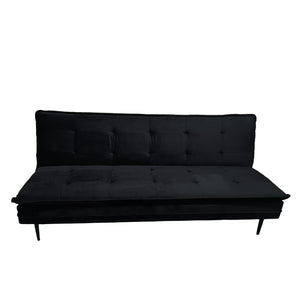 English Elm Gyuri Velvet 76" Upholstered Sofa Bed Black — 2-in-1 Convertible 3-Seater, Plush Sponge Comfort, Sturdy Metal Frame, Easy Assembly W2297142994
